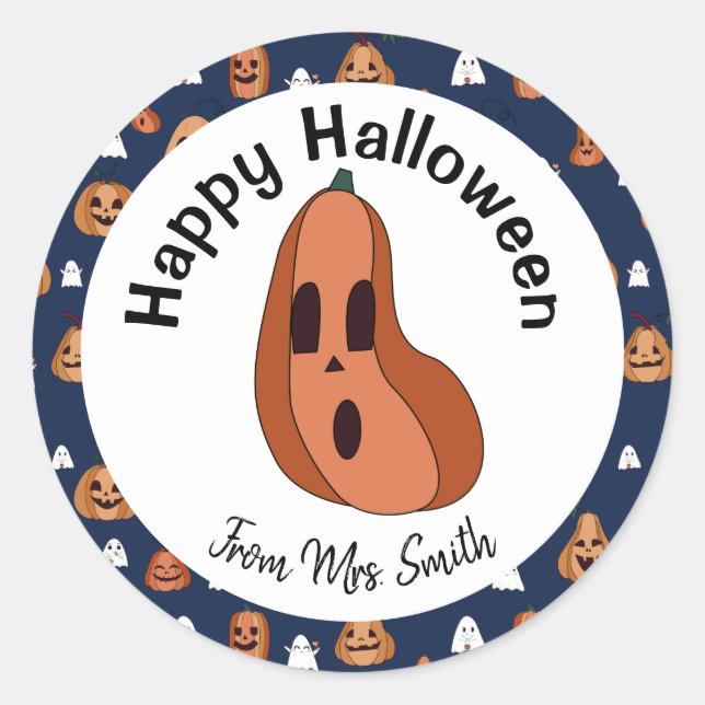 Custom Halloween Pumpkin Label Sticker (Vorderseite)