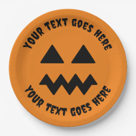 Custom Halloween Pumpkin Orange Paper Plate - Text Pappteller