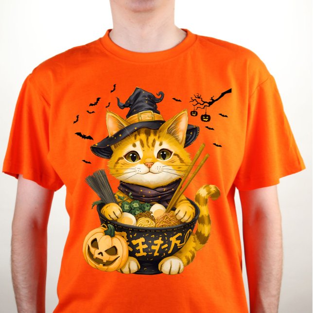 Custom Halloween Ramen Tabby Cat Matching T-Shirt (Von Creator hochgeladen)