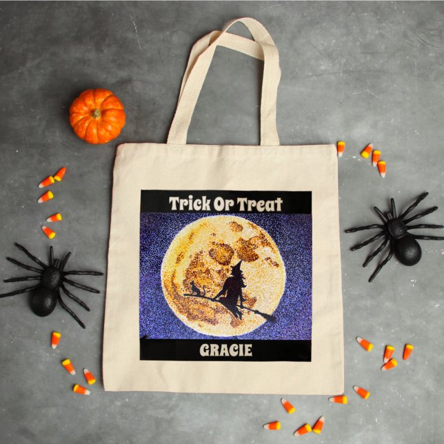 Custom Halloween Trick oder Treat Witte Tote Bag Tragetasche (Von Creator hochgeladen)