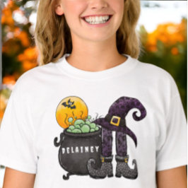 Custom Halloween Trick oder Treat Witz Bat Cauldro T-Shirt