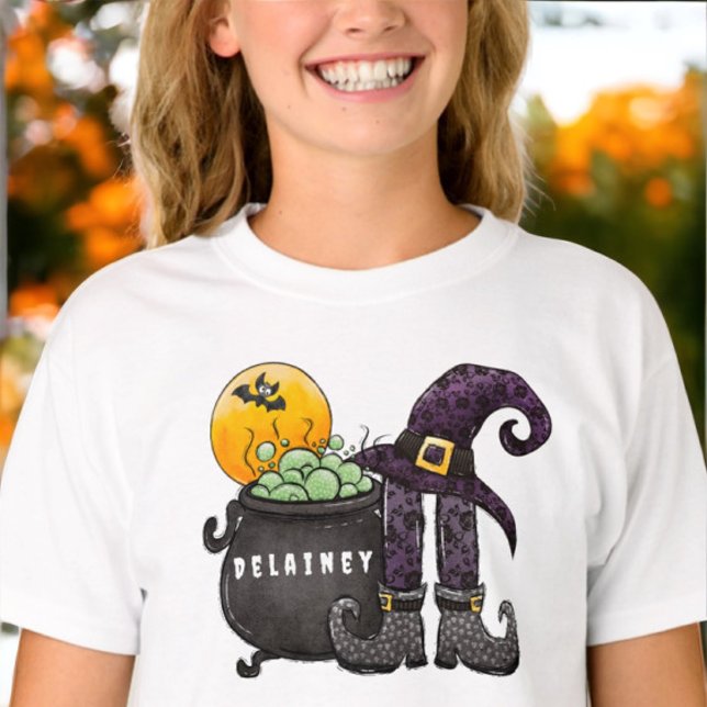 Custom Halloween Trick oder Treat Witz Bat Cauldro T-Shirt (Von Creator hochgeladen)