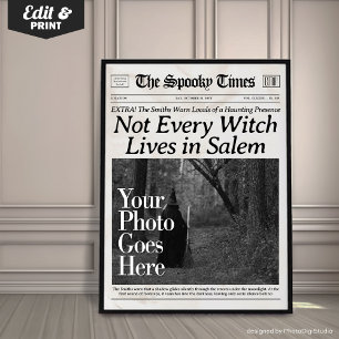 Custom Halloween Zeitungswall Art Hexe in Salem Poster