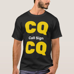 Custom Ham Radio Shirt Gold CQ Light Grau Call