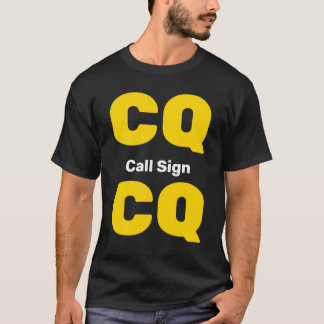 Custom Ham Radio Shirt Gold CQ Light Grau Call