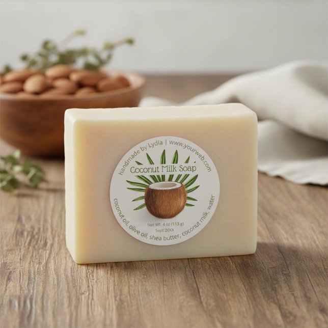 Custom Handmade Coconut Soap Business Label Runder Aufkleber (Von Creator hochgeladen)
