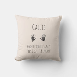 Custom Handprints Baby Birth Stats Kissen