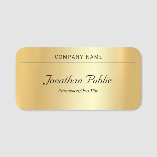 Custom Handwriting Script Modernes Elegantes Gold Namensschild (Vorderseite)