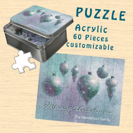 Custom Hanging Christmas Baubles Aquamarines Acryl Puzzle