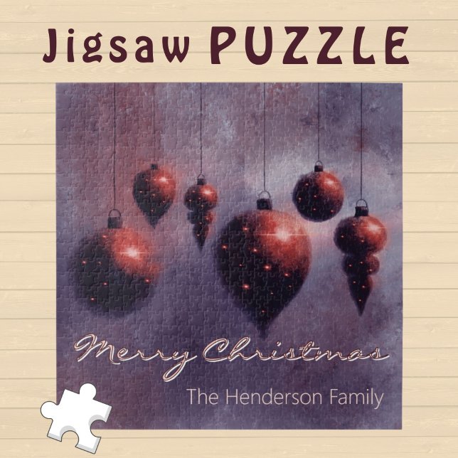 Custom Hanging Christmas Baubles Red on Violet - Puzzle (Von Creator hochgeladen)
