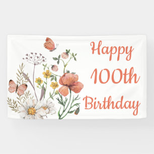 Custom Happy 100. Geburtstag Wildblumen Banner