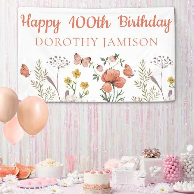 Custom Happy 100. Geburtstag Wildblumen Banner (Von Creator hochgeladen)