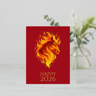 Custom Happy 2026 Red Foil Grußkarte Folien Feiertagspostkarte