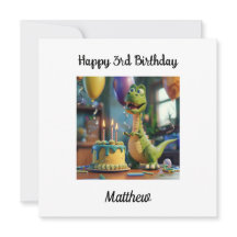 Custom Happy 3. Geburtstag Gratulation, Dino