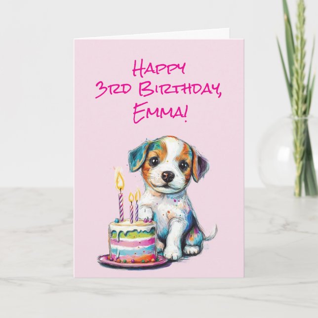 Custom Happy 3. Geburtstag Herzlichen Glückwunsch, Karte (Vorderseite)