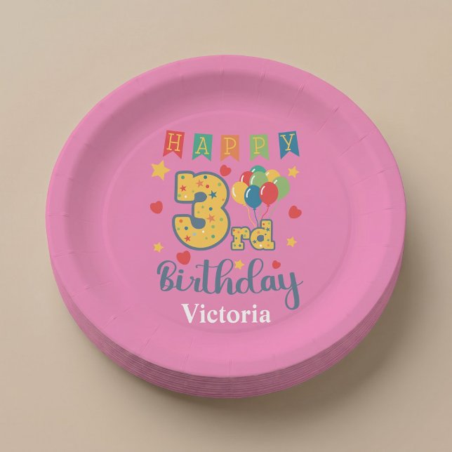 Custom Happy 3. Geburtstag Party Paper Teller (Von Creator hochgeladen)