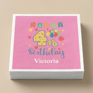 Custom Happy 4. Geburtstag Party Serviette