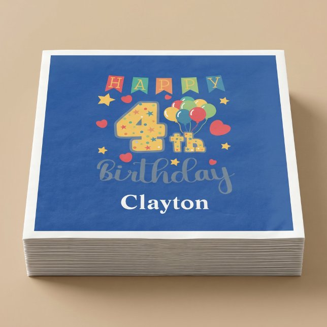 Custom Happy 4. Geburtstag Party Serviette (Von Creator hochgeladen)