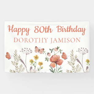 Custom Happy 80. Geburtstag Wildblumen Banner
