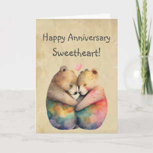 Custom Happy Anniversary Sweetheart Niedlich Bären Karte