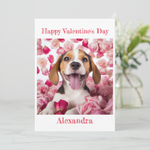 Custom Happy Beagle Valentine Feiertagskarte
