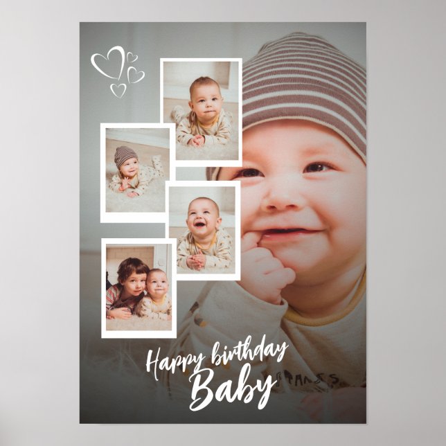 Custom Happy Birthday Baby Photo Collage Plaque Poster (Vorne)
