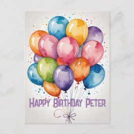 Custom Happy Birthday Ballons laden Postcard Postkarte