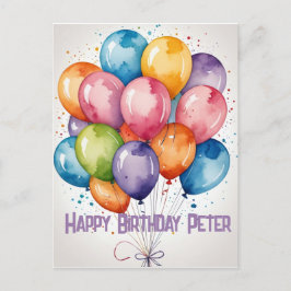 Custom Happy Birthday Ballons Party laden Postkarte