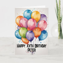 Custom Happy Birthday Ballons WATERCOLOR