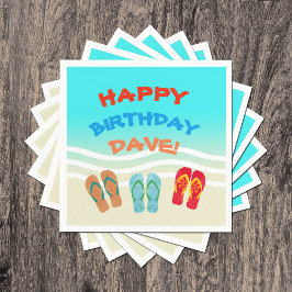 Custom Happy Birthday Beach Party Serviette