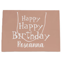 Custom Happy Birthday Beige Große Geschenktasche