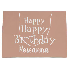 Custom Happy Birthday Beige Große Geschenktasche Große Geschenktüte