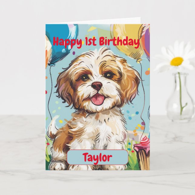 Custom Happy Birthday Congratulations, Havanese,   Karte (Kleine Pflanze)