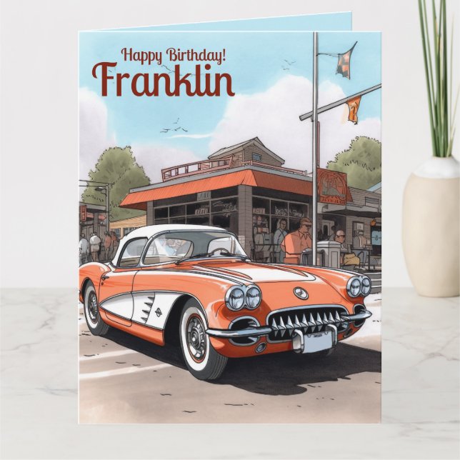 Custom Happy Birthday Cool Classic Car Geburtstag Karte (Vorderseite)