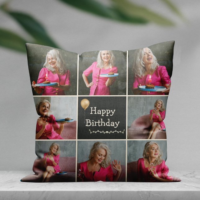 Custom Happy Birthday Foto Collage Throw Kissen (Von Creator hochgeladen)