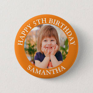 Custom Happy Birthday Foto Name Age Button