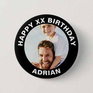 Custom Happy Birthday Foto und Age Name Button