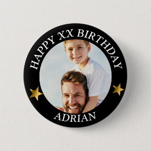 Custom Happy Birthday Foto und Age Name Button