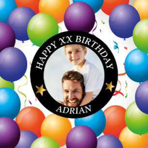 Custom Happy Birthday Foto und Age Name Button