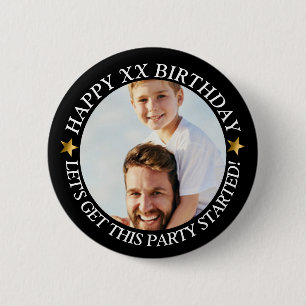 Custom Happy Birthday Foto und Age Name Button