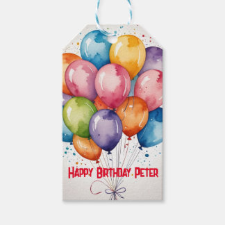 custom Happy Birthday Gift Tag - Rainbow Balloon Geschenkanhänger