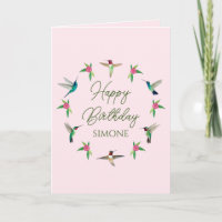 Custom Happy Birthday Hummingbirds Card