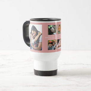 Custom Happy Birthday Oma 6 Foto Collage Rosa Reisebecher