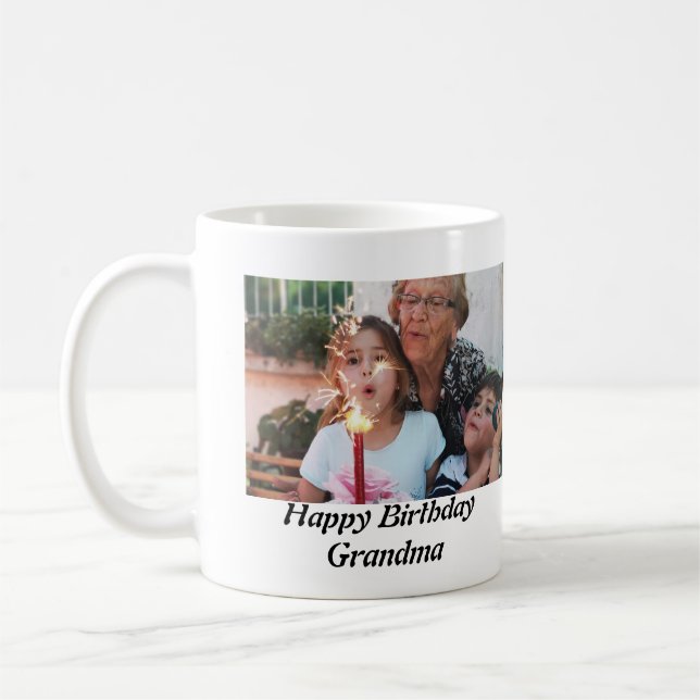Custom Happy Birthday Oma Foto Kaffeetasse (Links)