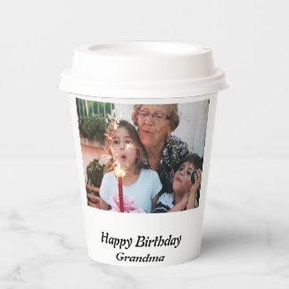 Custom Happy Birthday Oma Foto Pappbecher