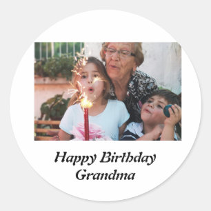 Custom Happy Birthday Oma Foto Runder Aufkleber