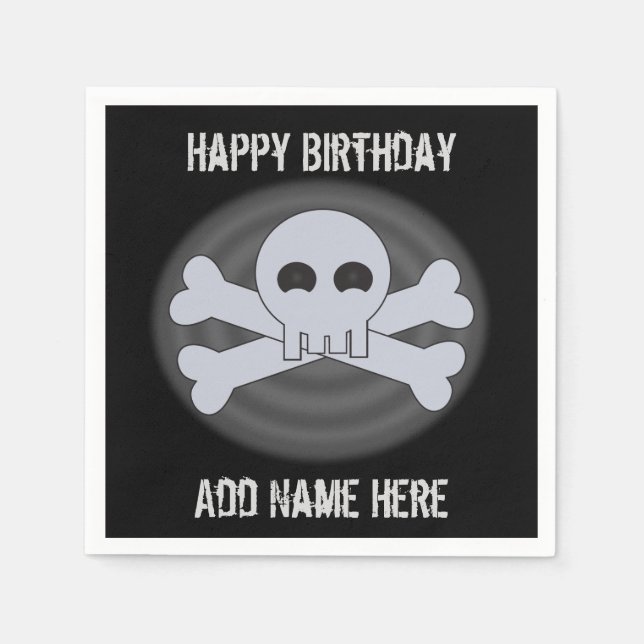 Custom Happy Birthday Skull Napkins Serviette (Vorderseite)