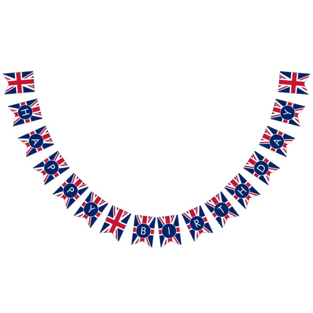 Custom Happy Birthday Union Jack Wimpelkette (Alle)