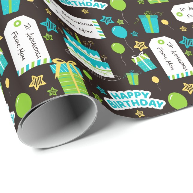 Custom Happy Birthday Wrapping Paper Geschenkpapier (Rolleneckpunkt)