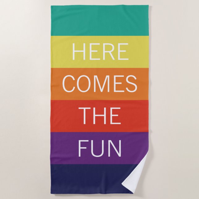 Custom Happy Bright Sunny Summer Stripes Muster Strandtuch (Vorderseite)